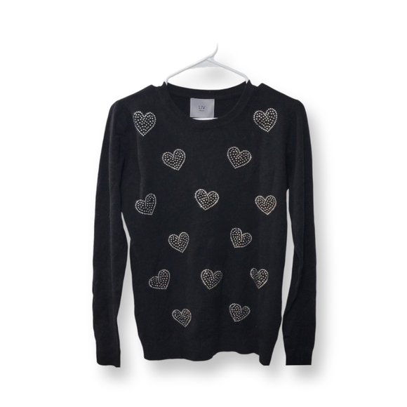 Milano Sweaters - Liv Milano Sweater - NWT - Small, Black with Studded Hearts 💖